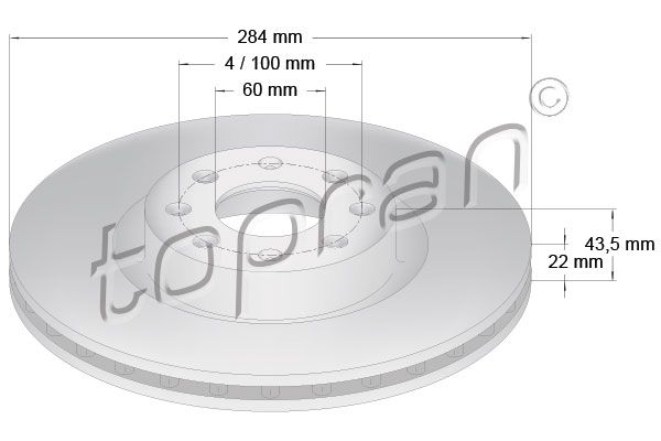 Remschijf Vooras Topran OE 55700923