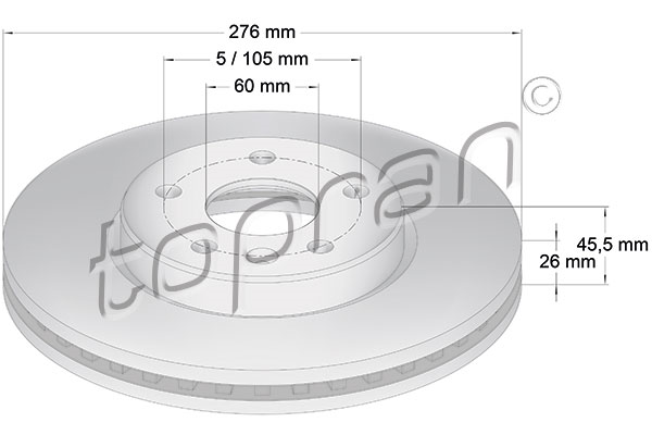 Remschijf Vooras Topran OE 0569073