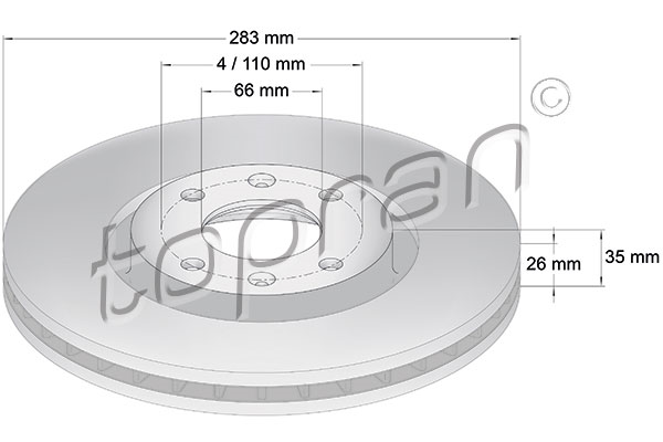 Remschijf  Coated Vooras Topran OE 3557911