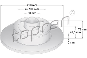 Remschijf Achteras TOPRAN OE 357615601