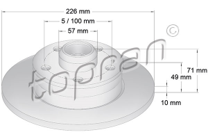 Remschijf Achteras TOPRAN OE 357615601B