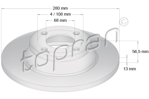 Remschijf Vooras TOPRAN OE 8A0615301D