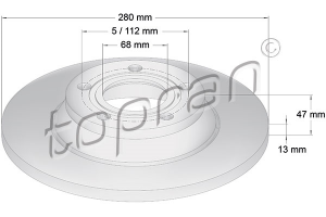 Remschijf Vooras TOPRAN OE 8D0615301A