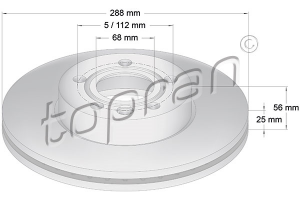 Remschijf Vooras TOPRAN OE 7M0615301G