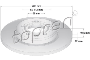 Remschijf Achteras TOPRAN OE 7D0615601