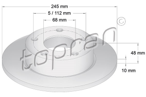 Remschijf Achteras Coated TOPRAN OE 8D0615601A