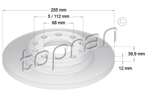 Remschijf Achteras Coated TOPRAN OE 8E0615601Q