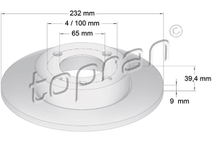 Remschijf Achteras TOPRAN OE 6N0615601A