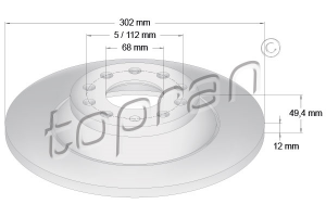 Remschijf Achteras Coated TOPRAN OE 4F0615601E