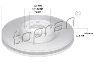 Remschijf Vooras Coated TOPRAN OE 7H0615301F