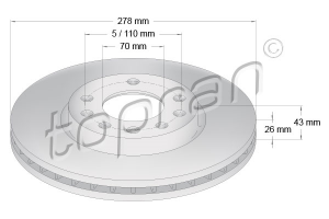 Remschijf Vooras Topran OE 5569026