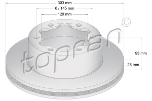 Remschijf  (Achter) OEM 9064230112 TOPRAN