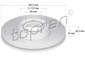 Remschijf Vooras TOPRAN OE 8E0615301A