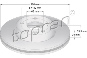 Remschijf Vooras TOPRAN  OE 7D0615301C